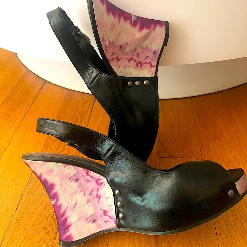 Madden Girl by Steve Madden Black Purple Wedge Sandals